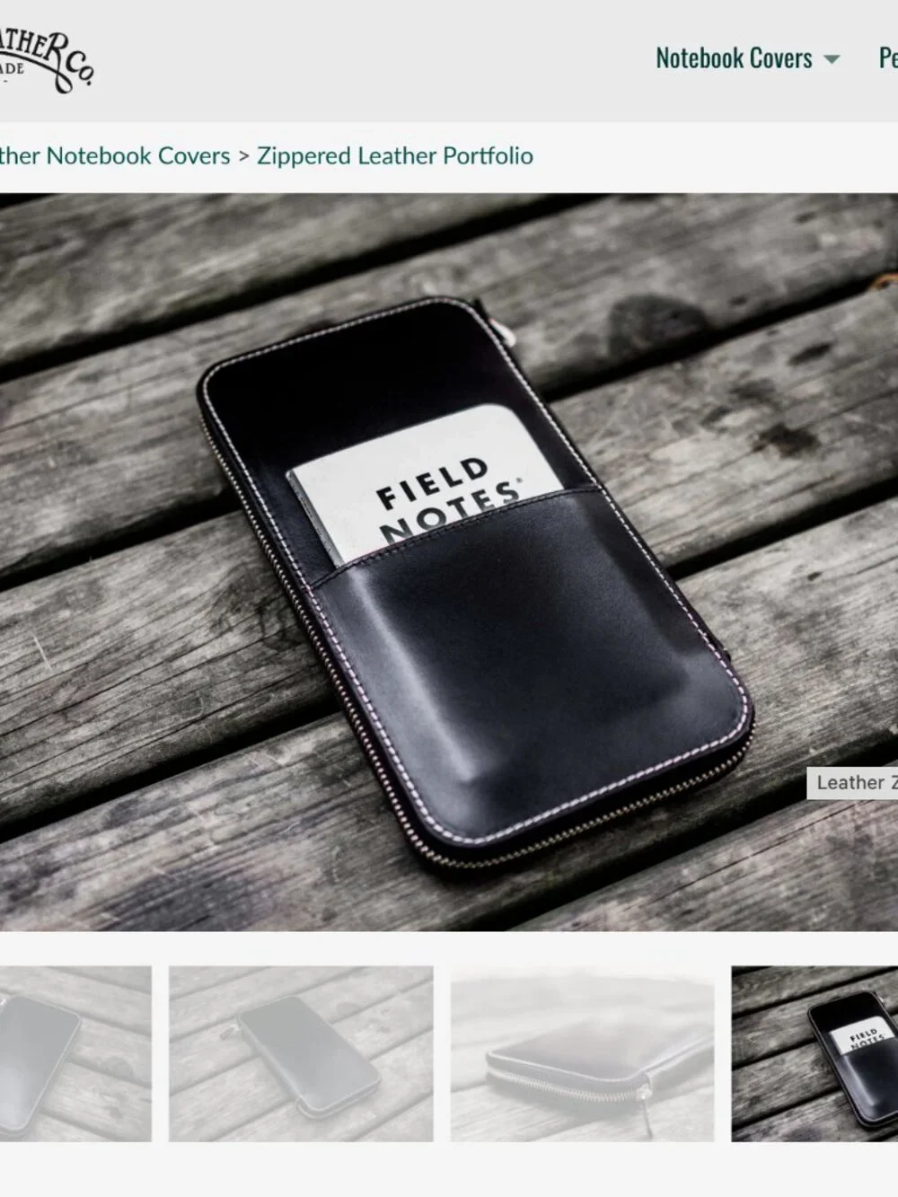 Galen Leather Co. Black Leather Zipper Wallet